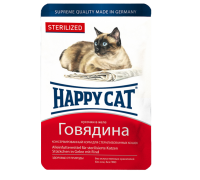 Влажный корм Happy Cat 100гр sterilisiert Rind Gelee шматочки в желе д..