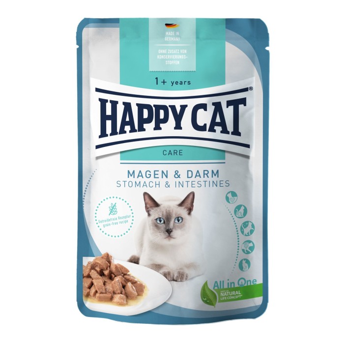 Влажный корм Happy Cat MIS Sensitive Magen&Darm - с мясом птицы для кошек с чувствительным пищеварением (кусочки в соусе)  85 г