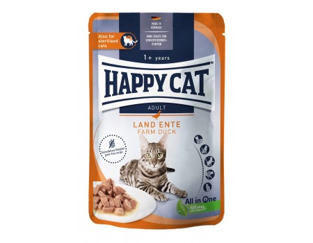 Вологий корм Happy Cat MIS Culinary Land-Ente - з качкою для котів (шматочки в соусі) 85 г