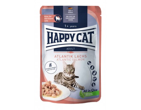 Влажный корм Happy Cat MIS Culinary Atlantik-Lachs - с атлантическим лососем для кошек (кусочки в соусе)  85 г
