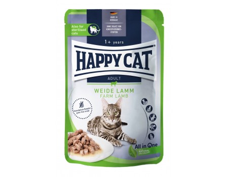 Вологий корм Happy Cat MIS Culinary Weide-Lamm - з ягням для котів (шматочки в соус) 85 г