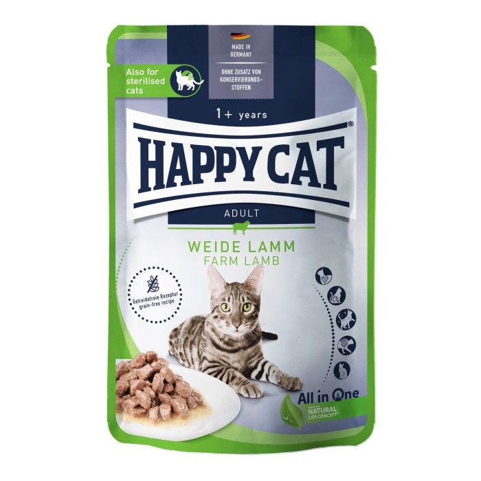 Влажный корм Happy Cat MIS Culinary Weide-Lamm - с ягненком для кошек (кусочки в соус)  85 г