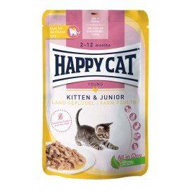Вологий корм Happy Cat MIS Kitten & Junior Land-Ente - з качкою для ко..