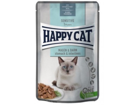 Влажный корм Happy Cat MIS Sensitive Magen&Darm - с мясом птицы для кошек с чувствительным пищеварением (кусочки в соусе)  85 г