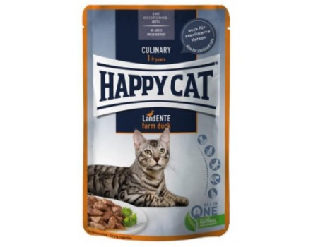 Вологий корм Happy Cat MIS Culinary Land-Ente - з качкою для котів (шматочки в соусі) 85 г