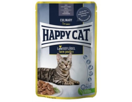 Вологий корм Happy Cat MIS Culinary Land-Geflugel - з птахом для котів (шматочки в соусі) 85 г
