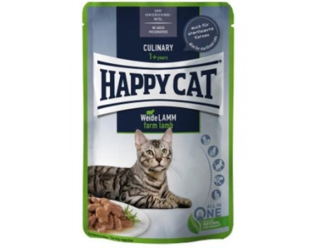 Вологий корм Happy Cat MIS Culinary Weide-Lamm - з ягням для котів (шматочки в соус) 85 г