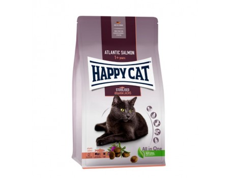 Happy Cat STERILISED ATLANTIK-LACHS корм для стерилізованих кішок та кастрованих котів ЛОСОСЬ, 4 кг