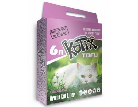 Kotix Tofu Lavander - соєвий наповнювач Котикс Тофу Лаванда для котячого туалету 6л