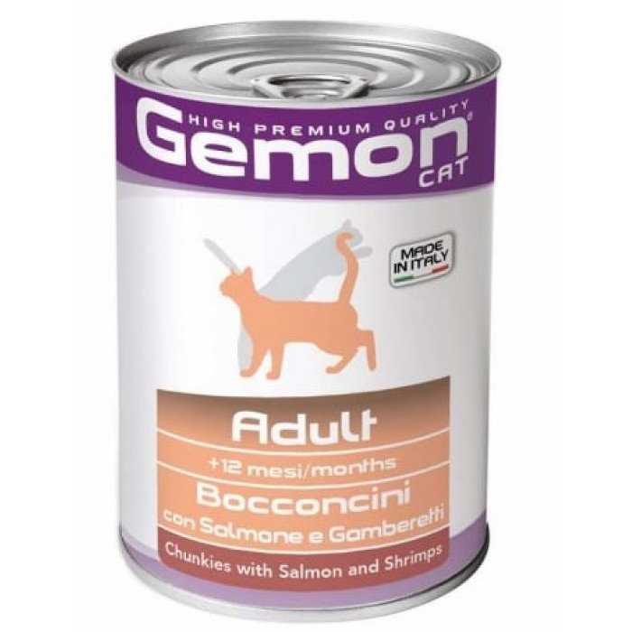 Gemon Cat Wet Adult лосось із креветками, шматочки в желе 415 гр