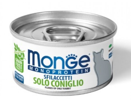 Monge Cat MONOPROTEIN мясные хлопья, монопротеиновое питание для котов с кроликом 80 г