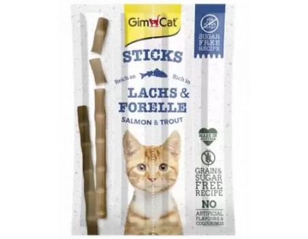 Лакомые палочки с лососем и форелью для кошек Gimpet Sticks