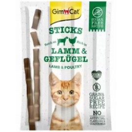 Лакомые палочки с ягненком и птицей для кошек Gimpet Sticks 4 шт 20г..