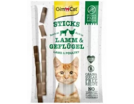 Ласощі палички з ягнятком та птицею для кішок Gimpet Sticks 4 шт 20г