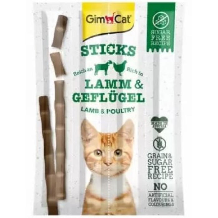 Лакомые палочки с ягненком и птицей для кошек Gimpet Sticks 4 шт 20г