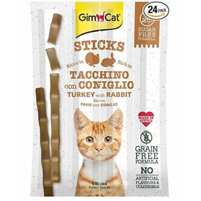 Ласощі для кішок GIMPET STICKS індичка та кролик - 4 шт, 20 г