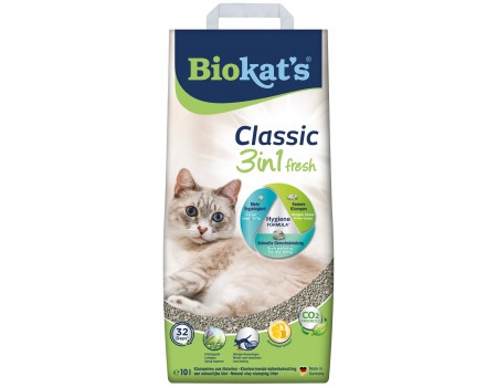 Наповнювач для котячого туалету Biokat's Classic Fresh 3in1 бентонітовий, 10 л 