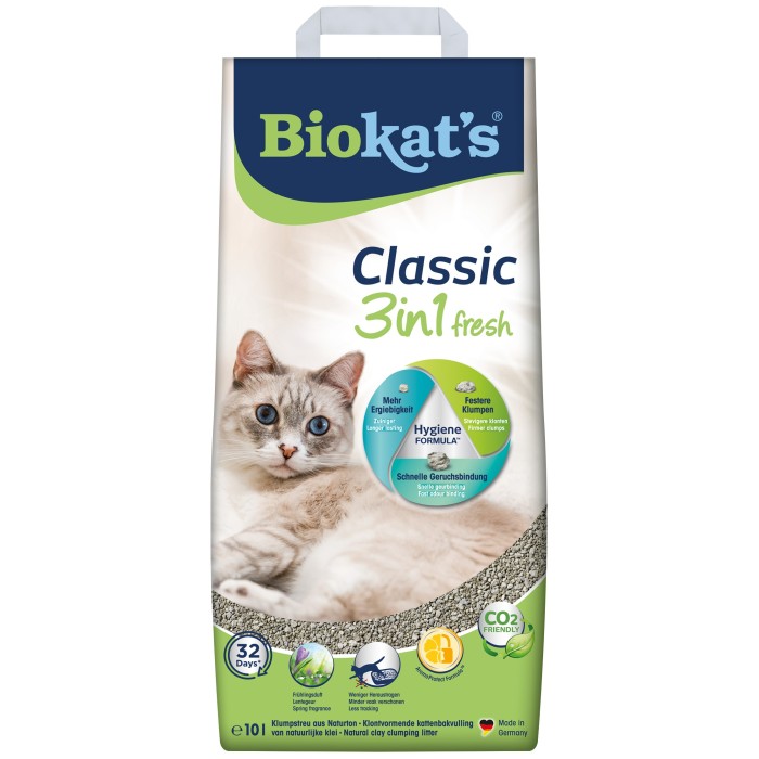 Наполнитель для кошачьего туалета Biokat's Classic Fresh 3in1 бентонитовый, 10 л
