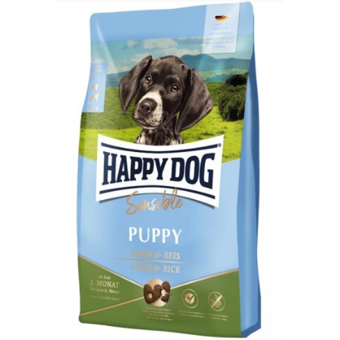 Happy Dog Sensible Puppy Lamm&Rice для щенков от 4 недель до 6 месяцев, с ягненком и рисом, 10кг