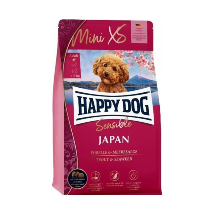 Happy dog  Mini XS Japan  300g для дрібних та дуже дрібних порід до 5 кг з куркою,фореллю та водоростями