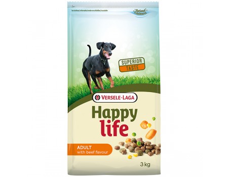 Happy Life Adult with Beef flavouring ХЕППІ ЛАЙФ ЯЛОВИНА сухий преміум корм для собак усіх порід, 3 кг