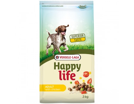 Happy Life Adult with Chicken ХЕППИ ЛАЙФ С КУРИЦЕЙ сухой премиум корм для собак всех пород, 3 кг