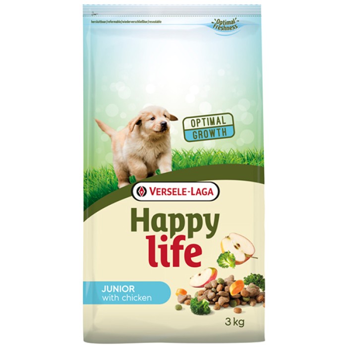 Happy Life Junior with Chicken ХЕППИ ЛАЙФ ДЖУНИОР сухой премиум корм для щенков всех пород, 3 кг