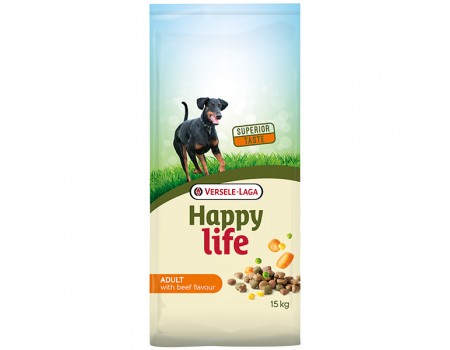 Happy Life Adult with Beef flavouring ХЕППІ ЛАЙФ ЯЛОВИНА сухий преміум корм для собак усіх порід, 15 кг