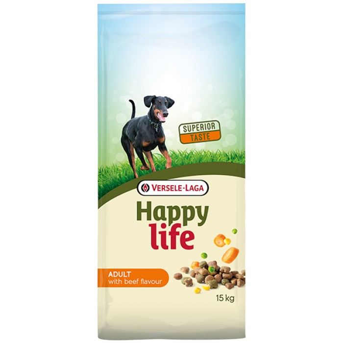Happy Life Adult with Beef flavouring ХЕППИ ЛАЙФ ГОВЯДИНА сухой премиум корм для собак всех пород, 15 кг