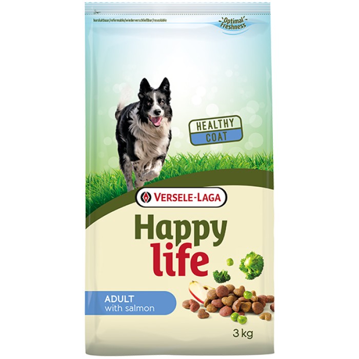 Happy Life Adult with Salmon ХЕППІ ЛАЙФ ЛОСІСЬ сухий преміум корм для собак усіх порід, 3 кг