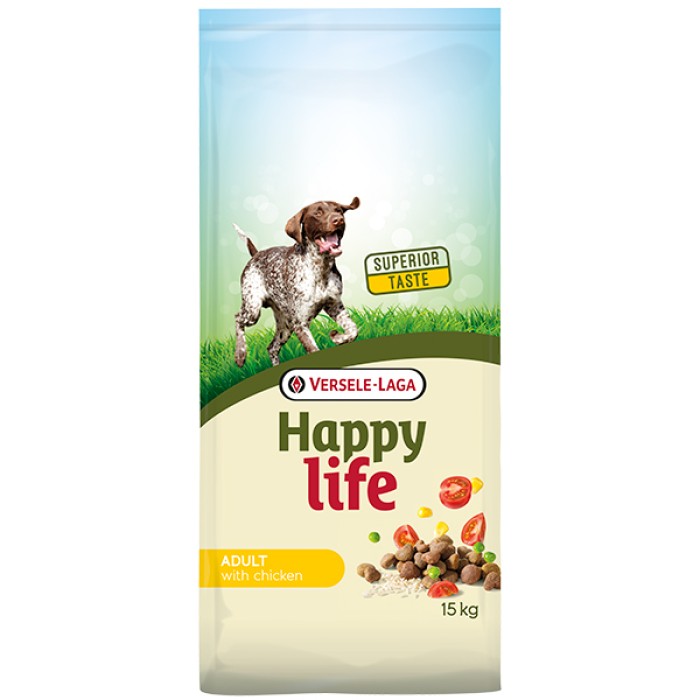 Happy Life Adult with Chicken ХЕПІ ЛАЙФ З КУРИЦЮ сухий преміум корм для собак усіх порід, 15 кг