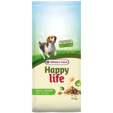 Happy Life Adult Dinner with Chicken ХЕППИ ЛАЙФ УЖИН КУРИЦА С ОВОЩАМИ сухой премиум корм для собак всех пород, 15 кг