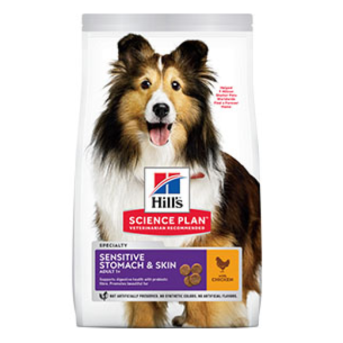 Hill's Science Plan Canin Adult SenSt & Sk Medium Ch для дорослих собак з Куркою -14 кг