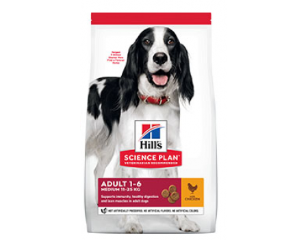 Hills Canine Adult Medium - сухой корм для взрослых собак средних пород с курицей - 14 кг