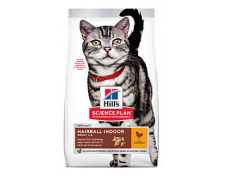 Hills Feline Adult HAIRBALL+INDOOR Cat  корм для взрослых кошек с курицей- 3 кг