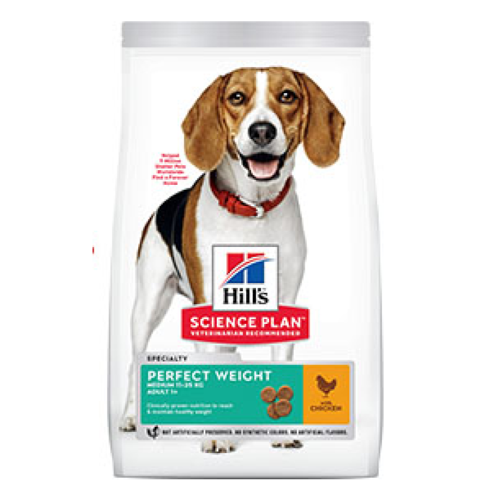 Hills  SCIENCE PLAN Adult Perfect Weight MEDIUM корм для взрослых собак средних пород с курицей 2 кг NEW