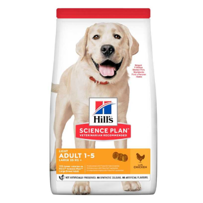 Сухой корм Hill's Science Plan Adult Light Large Breed для собак, с курицей, 14 кг
