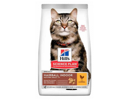 Сухой корм Hill's Science Plan Mature Adult 7+ Hairball & Indoor для кошек от 7 лет, с курицей, 1.5 кг