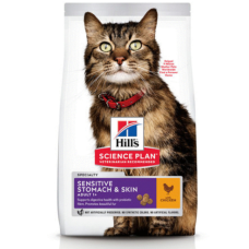 Hills SP Fel Adult SenSt&Sk Ch - взрослая кошка, для чувствительного пищеварения и кожи 7 кг