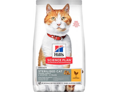 Hills SP Fel Adult Young Sterilised Cat Ch- для стерилизованных кошек с  курицей  - 10 кг