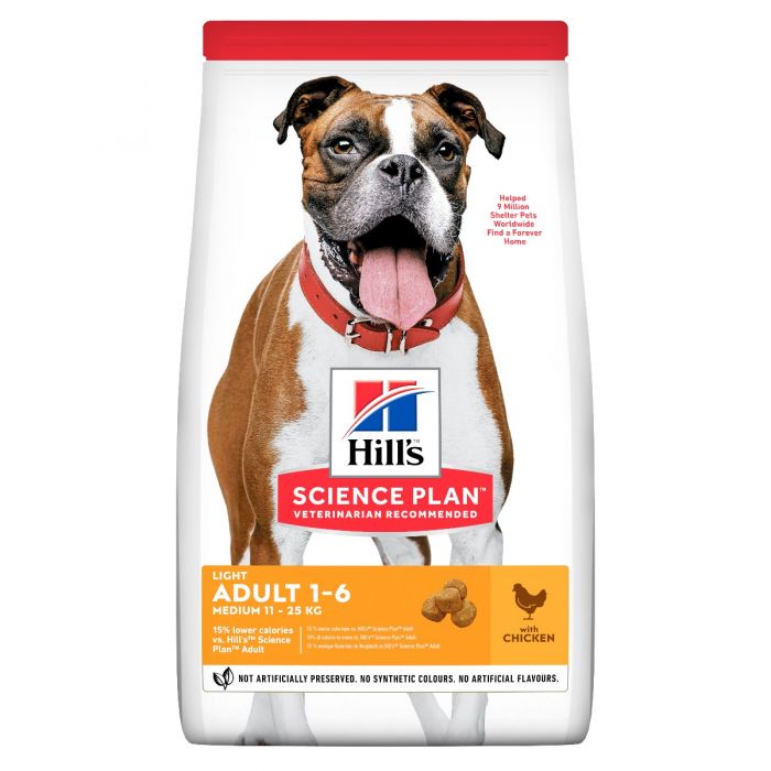 Hills Canine Adult Light Medium - сухий корм для дорослих собак схильних до зайвої ваги/з куркою - 14 кг