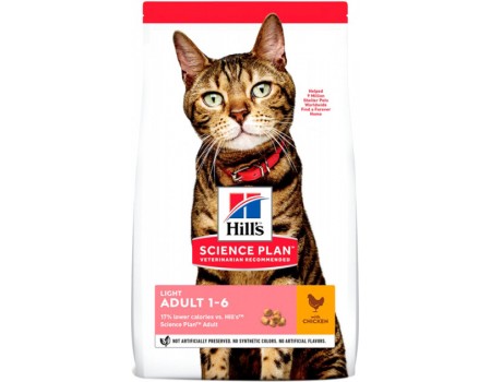 Hills Feline Adult Light - для взрослых кошек склонных к лишнему весу с курицей - 1.5 кг
