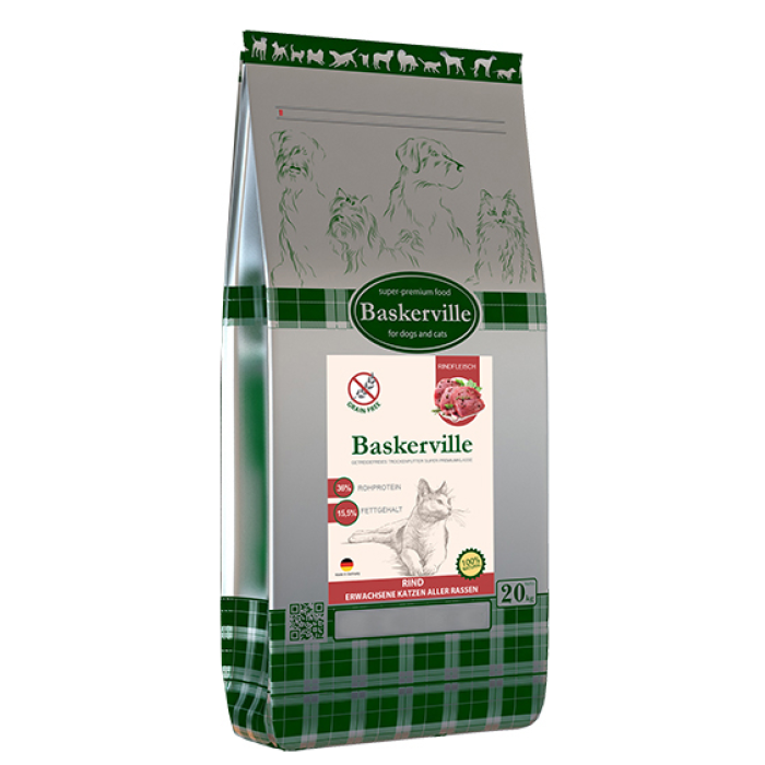 Сухий корм Baskerville KF Getreidefrei Rind для котів, беззерновой, 20 кг