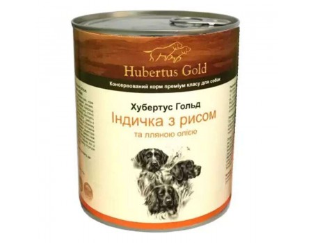 Hubertus Gold Консервированный корм для активных собак, индейка и рис, 800г
