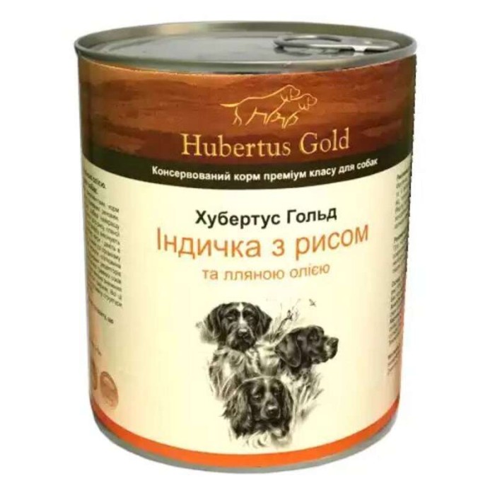 Hubertus Gold Консервований корм для активних собак, індичка та рис, 800г