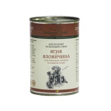 Hubertus Gold Консервований корм для цуценят та молодих собак, ягня та яловичина з пастернаком, кольрабі та лляною олією, 400г