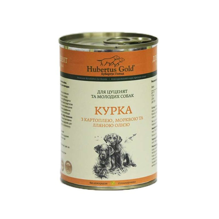 Hubertus Gold Консервований корм для цуценят, курка з картоплею, морквою та лляною олією, 400г