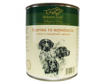 Hubertus Gold Консервированный корм для активных собак, индейка с лапшой, 800г