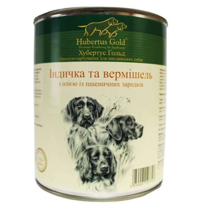 Hubertus Gold Консервированный корм для активных собак, индейка с лапшой, 800г