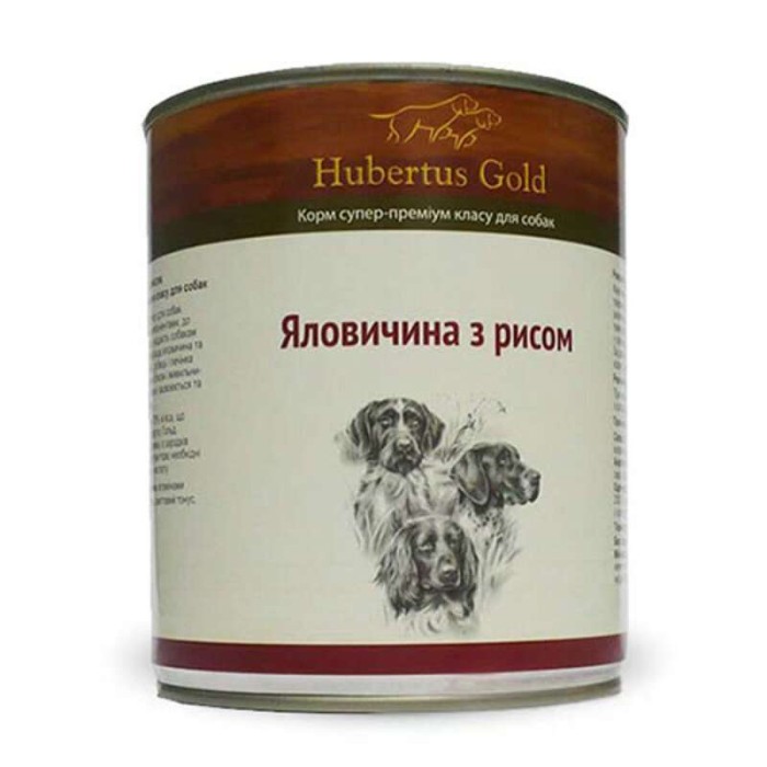 Hubertus Gold Консервований корм для активних собак, яловичина та рис, 800г